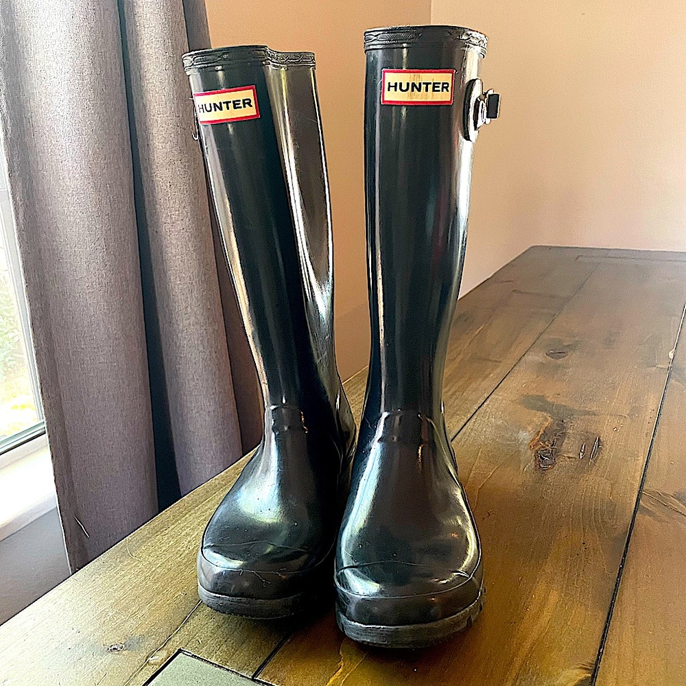 Kids Glossy Black Original Tall Rain Boots